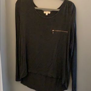 dark gray long sleeve with gold zipper